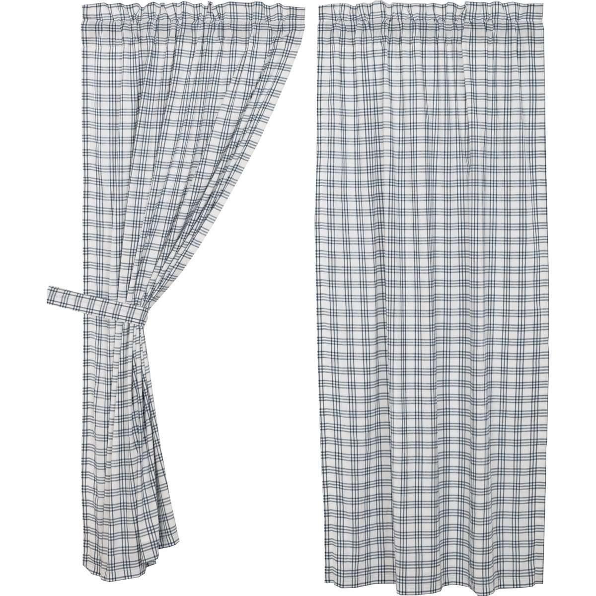Sawyer Mill Blue Plaid Short Panel Curtain Set of 2 63x36 VHC Brands - The Fox Decor