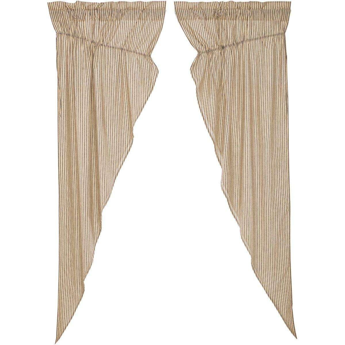 Sawyer Mill Charcoal Ticking Stripe Prairie Long Panel Curtain Set of 2 - The Fox Decor