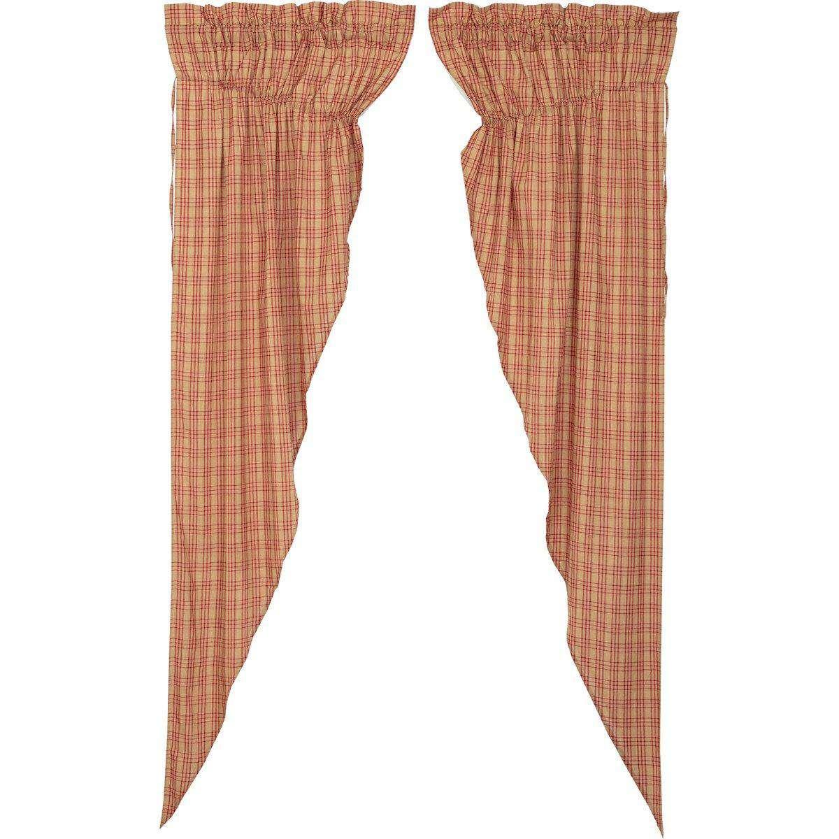 Sawyer Mill Red Plaid Prairie Long Panel Curtain Set of 2 VHC Brands - The Fox Decor