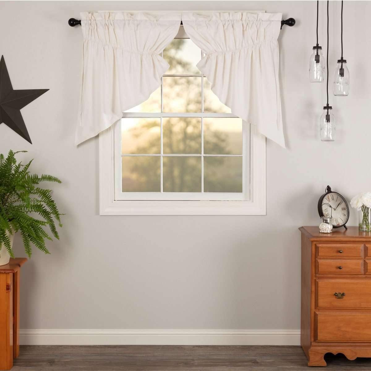 Simple Life Flax Antique White Prairie Swag Curtain Set of 2 36x36x18 VHC Brands - The Fox Decor