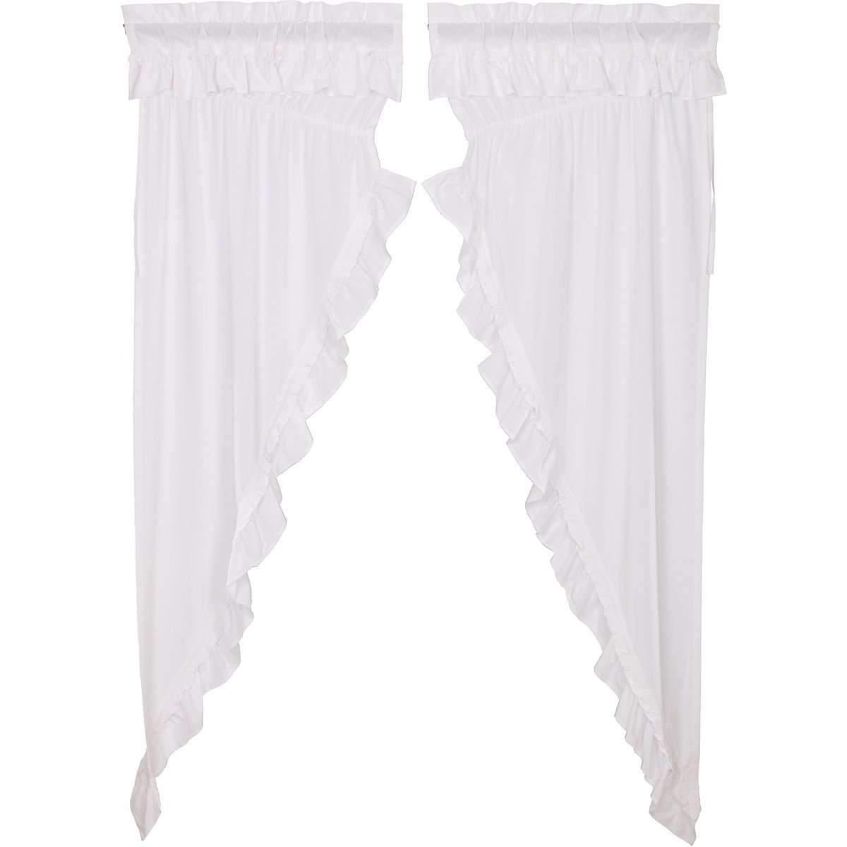 Muslin Ruffled Bleached White Prairie Long Panel Curtain Set of 2 84x36x18 VHC Brands - The Fox Decor