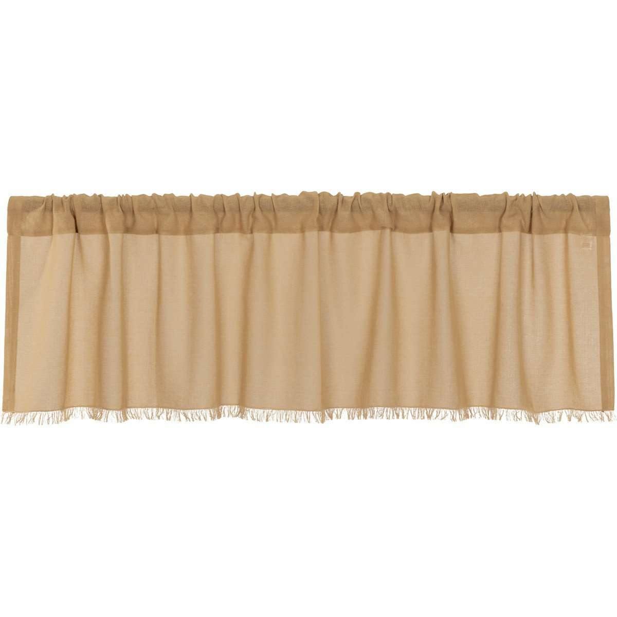 Tobacco Cloth Khaki Valance Fringed Curtain 16x60 VHC Brands - The Fox Decor