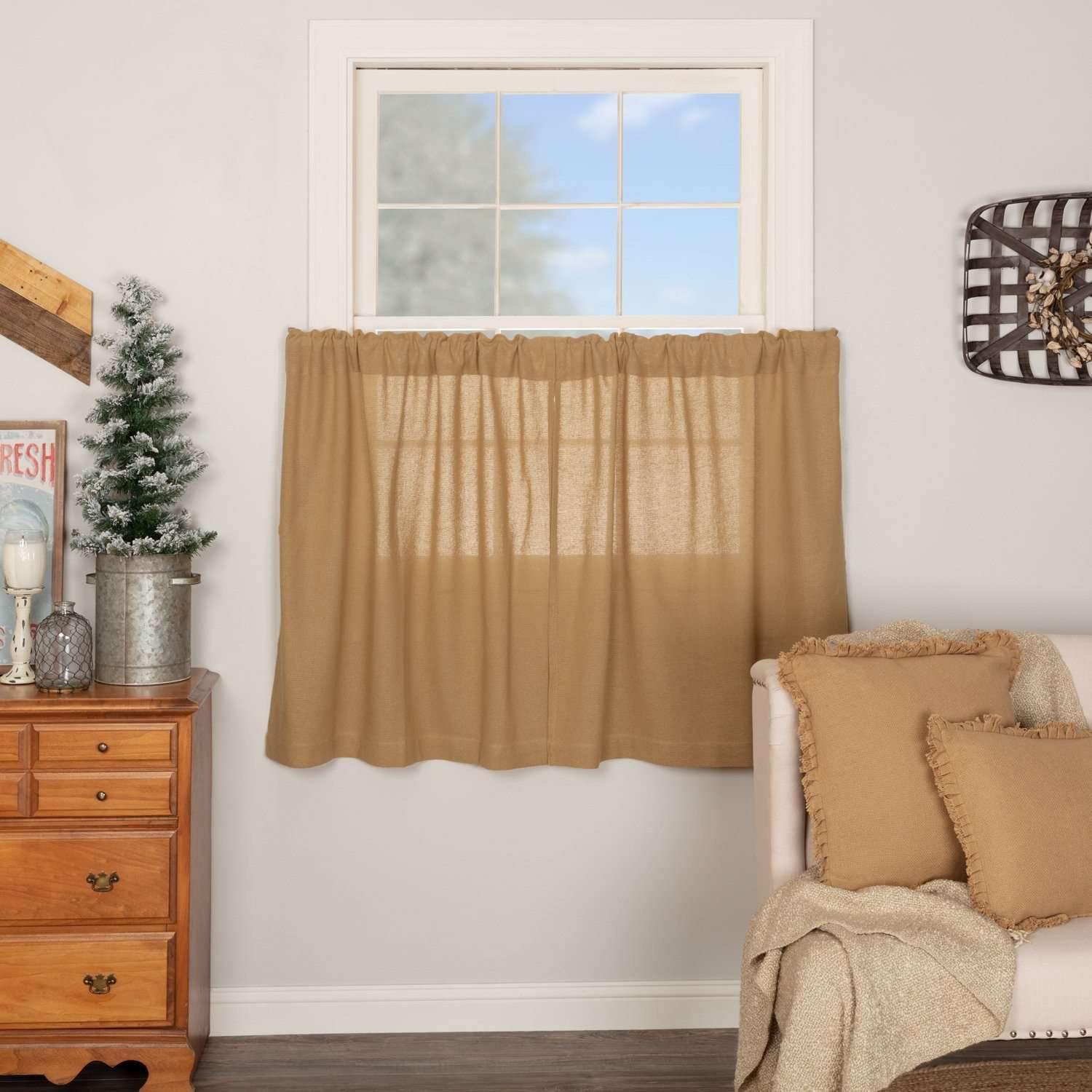 Burlap Natural Tier Curtain Set of 2 L36xW36 - The Fox Decor