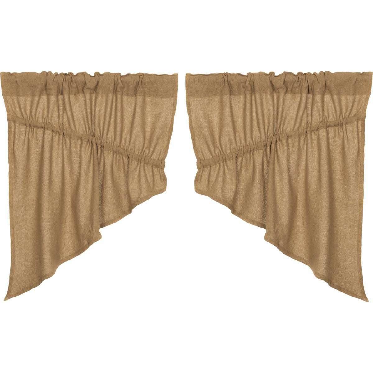 Burlap Natural Prairie Swag Curtain Set of 2 36x36x18 VHC Brands - The Fox Decor