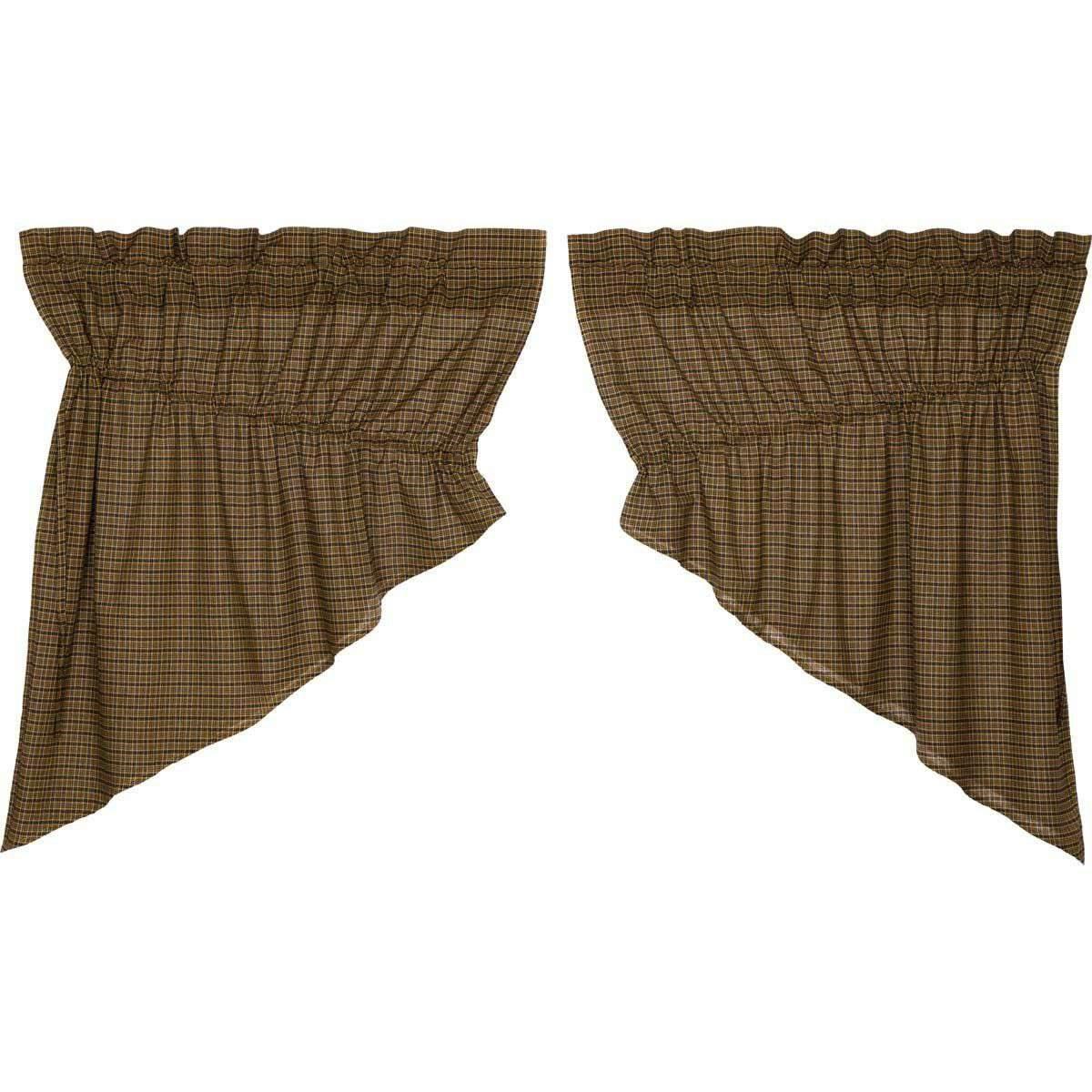 Tea Cabin Green Plaid Prairie Swag Curtain Set of 2 36x36x18 VHC Brands - The Fox Decor
