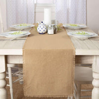 Thumbnail for Burlap Natural Runner Fringed 13x90 VHC Brands