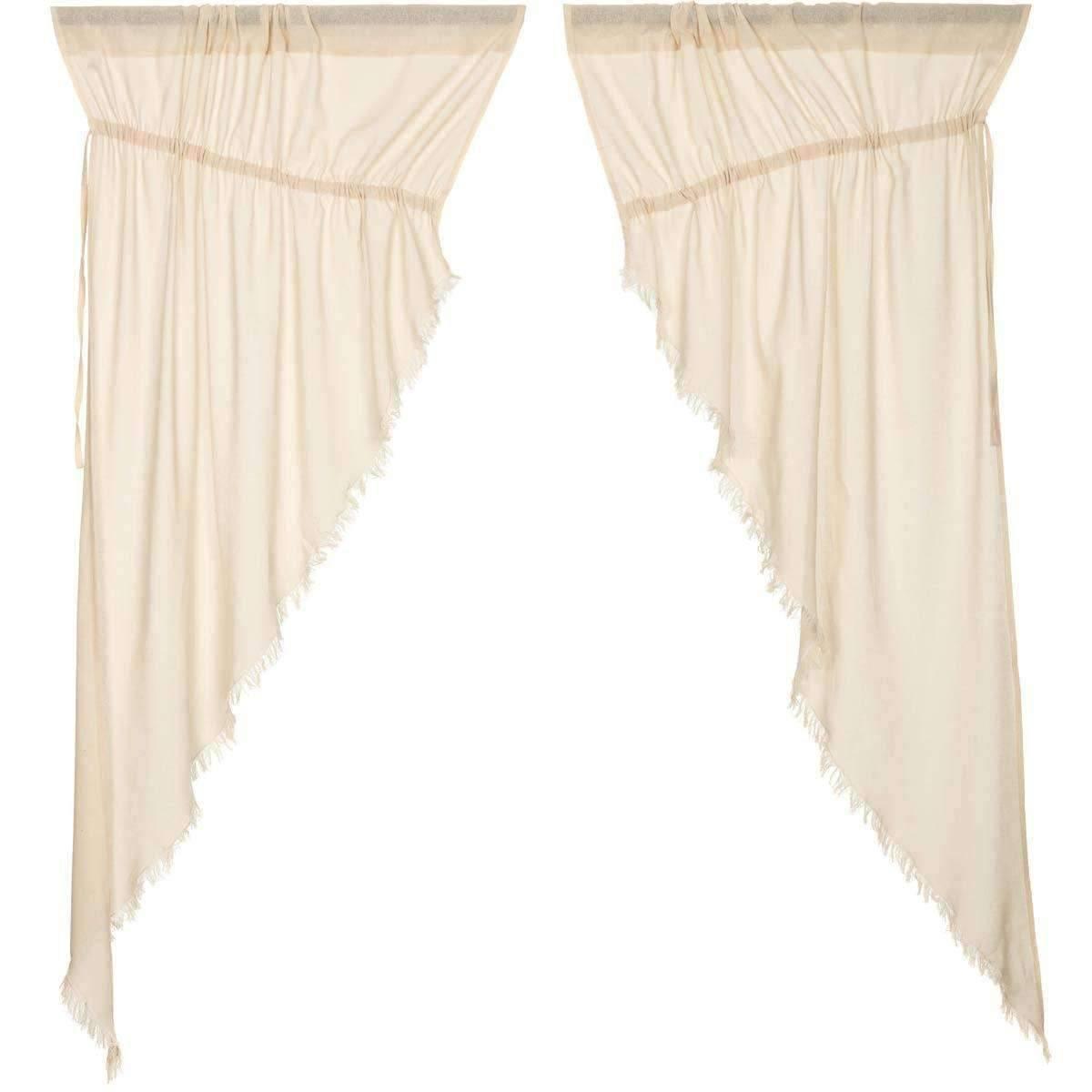 Tobacco Cloth Natural Prairie Short Panel Curtain Fringed Set of 2 63x36x18 VHC Brands - The Fox Decor