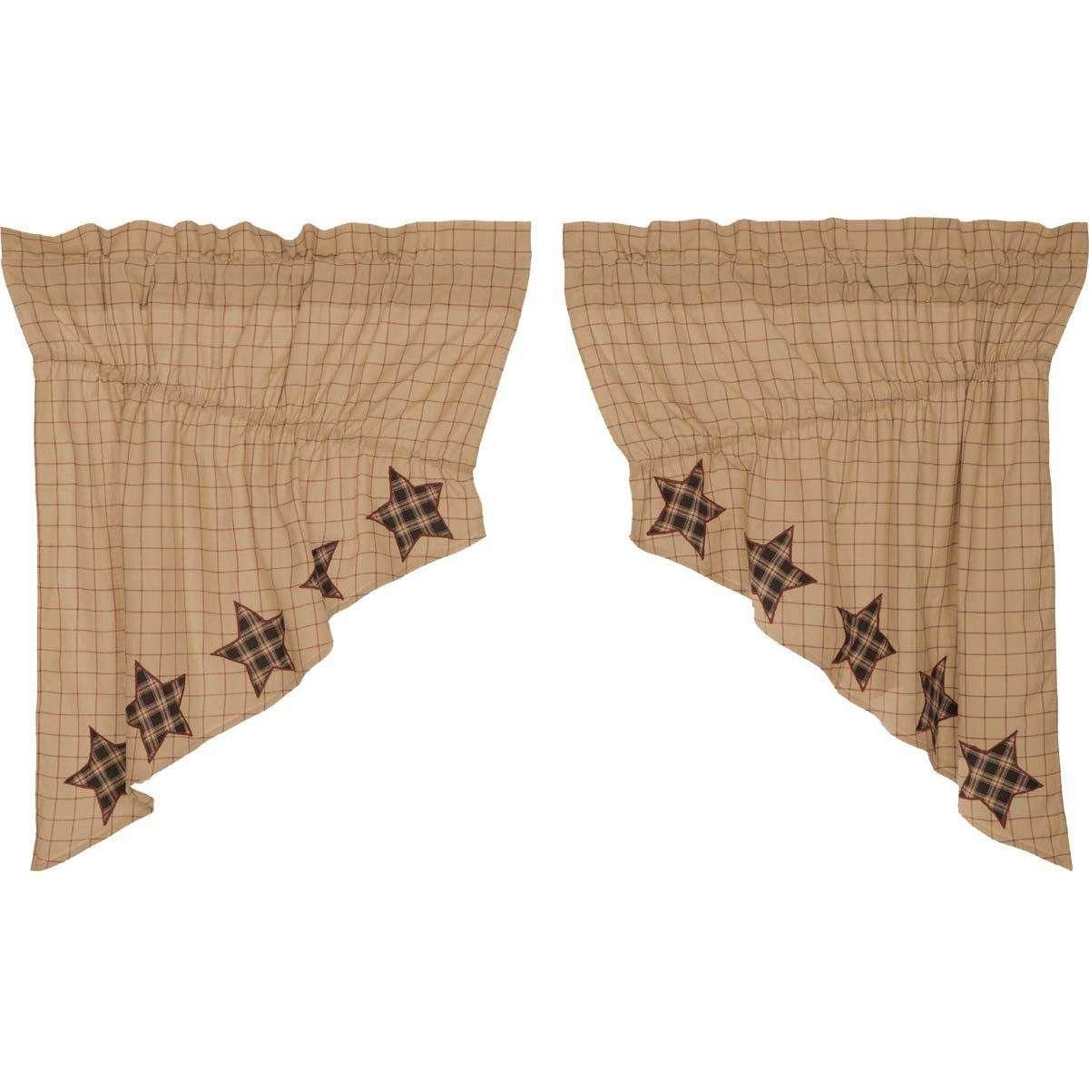Bingham Star Prairie Swag Curtain Applique Star Set of 2 - The Fox Decor