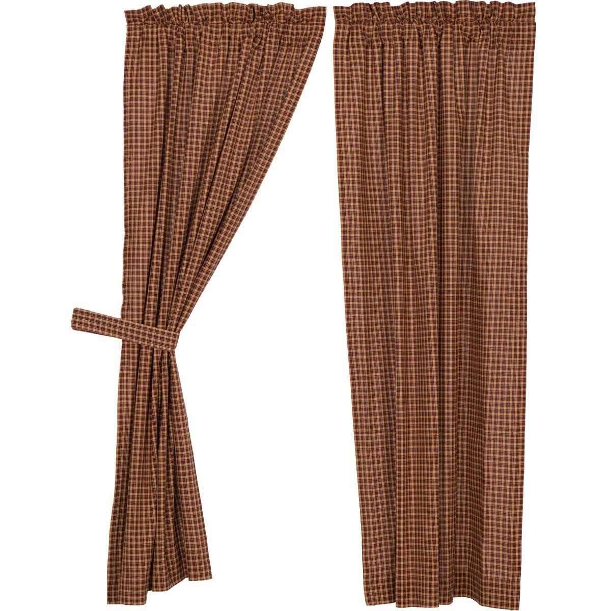 Patriotic Patch Plaid Short Panel Curtain Set of 2 63