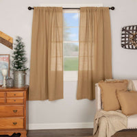 Thumbnail for Burlap Natural Short Panel Curtain Set of 2 63