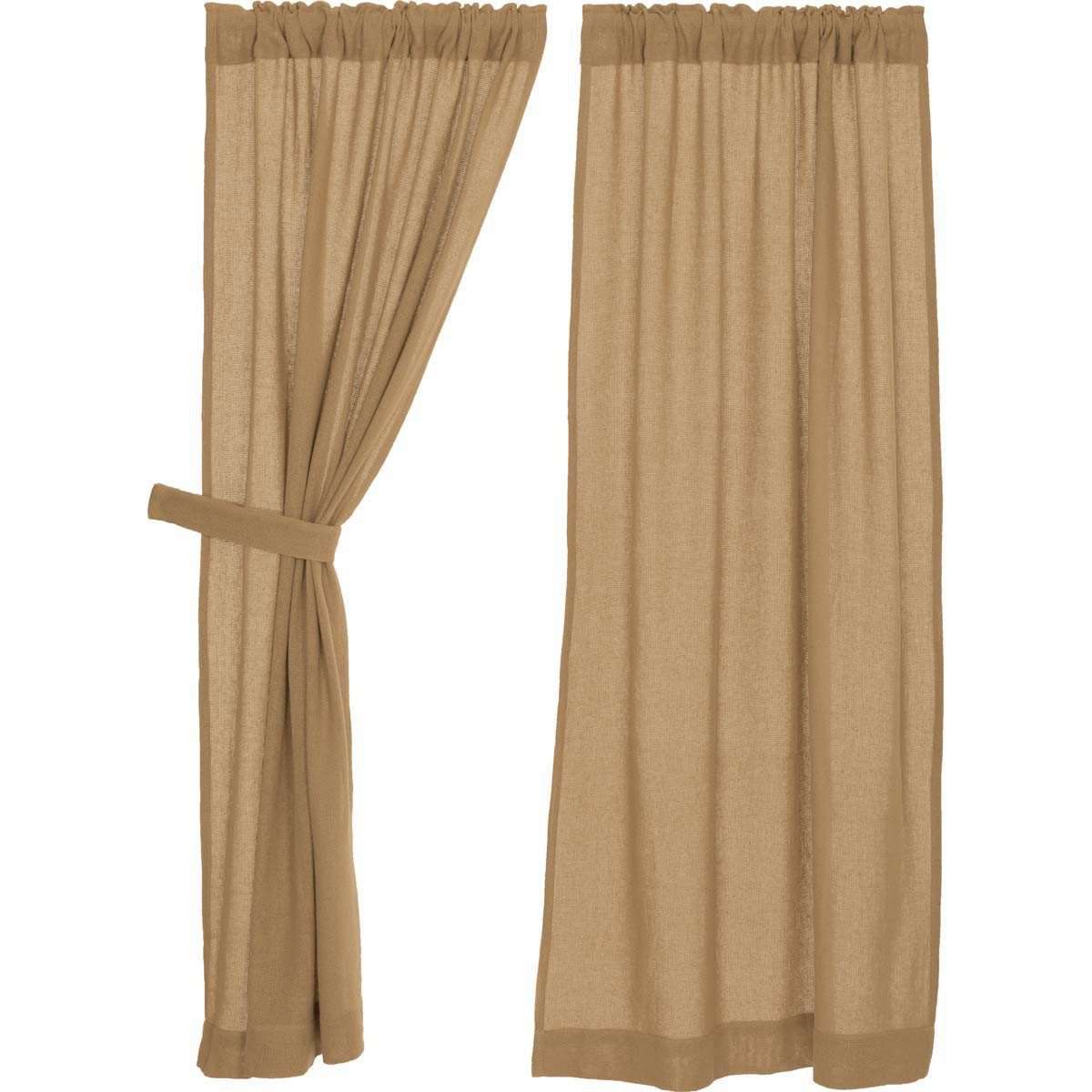 Burlap Natural Short Panel Curtain Set of 2 63