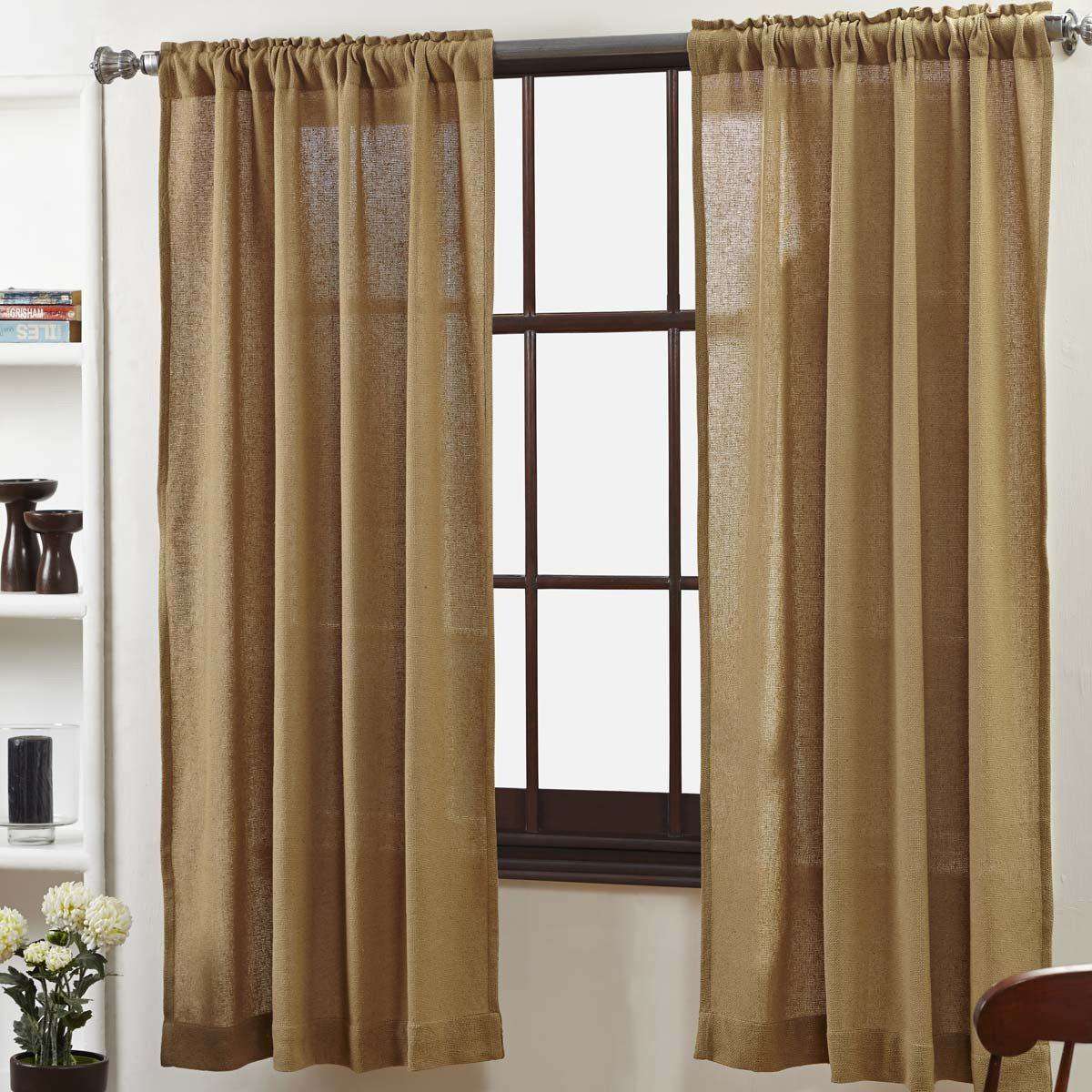 Burlap Natural Short Panel Curtain Set of 2 63"x36" VHC Brands - The Fox Decor