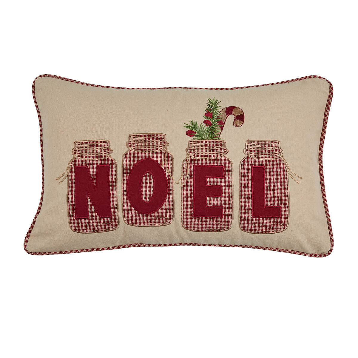 Noel Jar Applique Pillow with Polyester Insert - 20" x 12" Set of 2 Park Designs - The Fox Decor