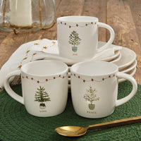 Rustic Christmas Peace Mugs - Set of 4 Park Designs - The Fox Decor