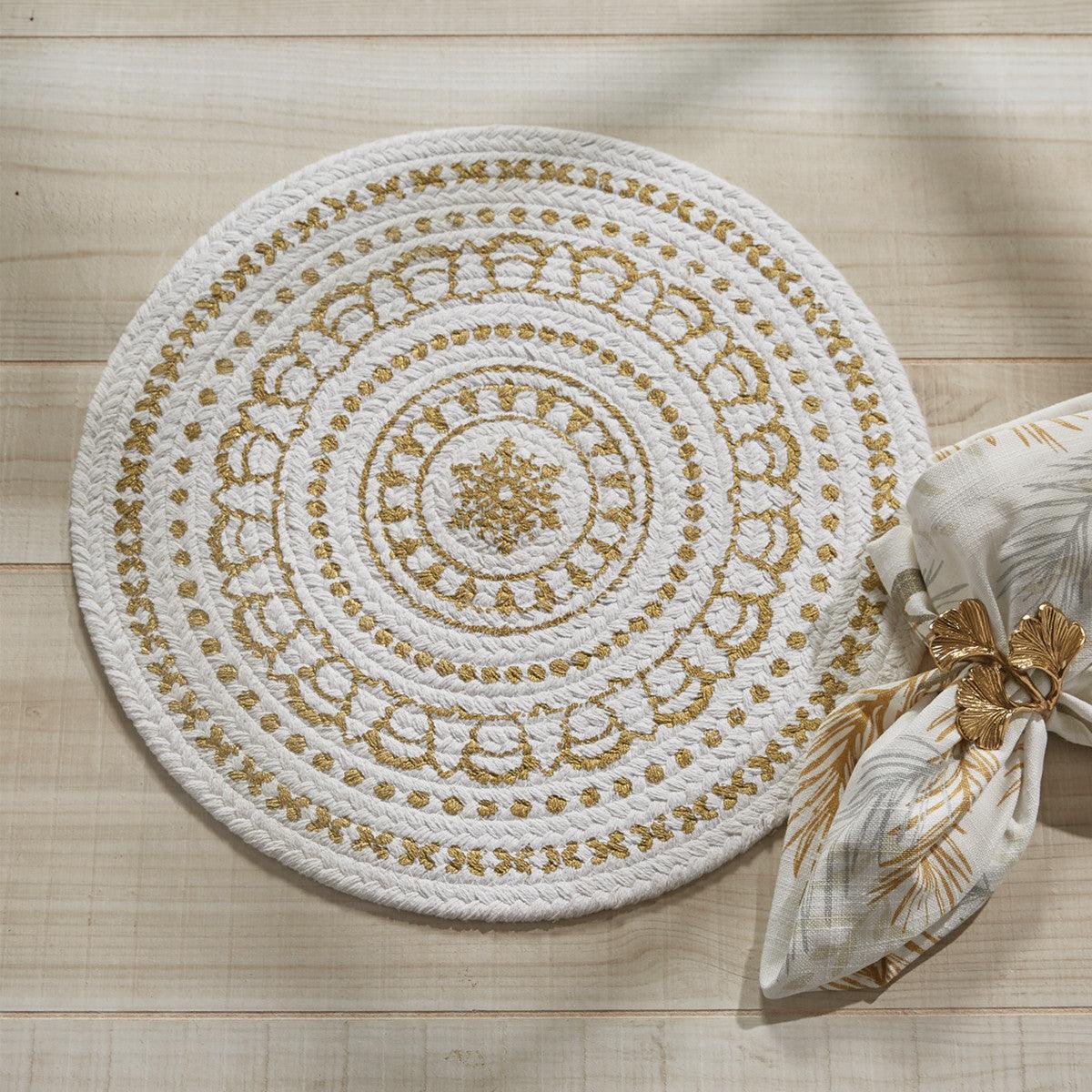 Gold Medallion Printed Round Placemats - Set Of 6 Park Designs - The Fox Decor