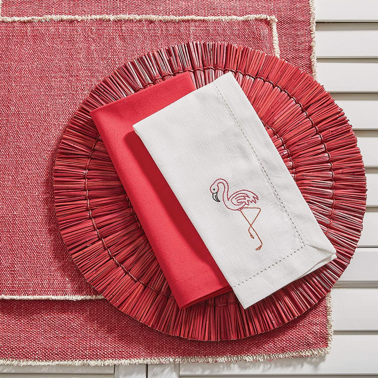 Seagrass Round Placemat - Red Set Of 6 Park Designs - The Fox Decor