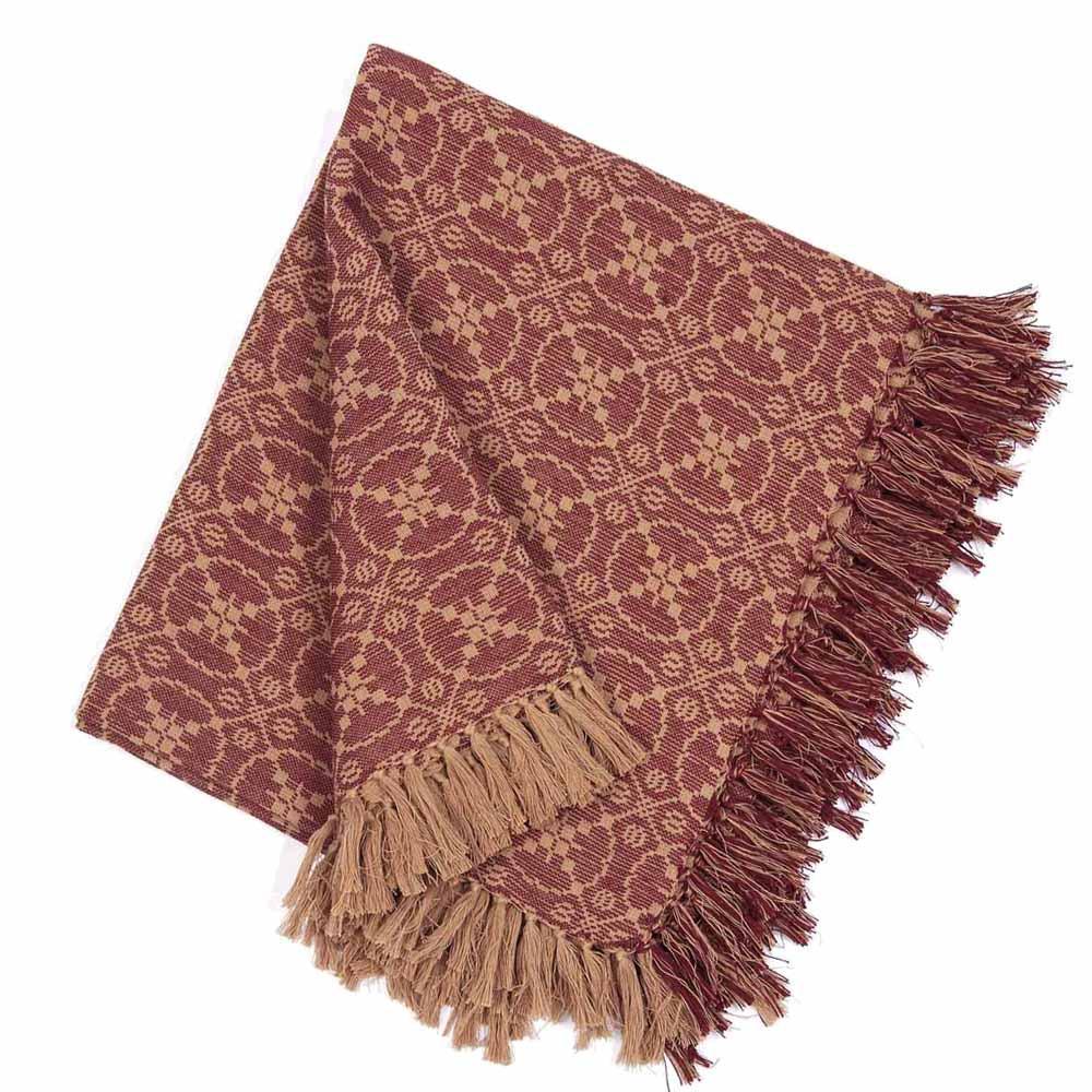 Barn Red Tan Marshfield Jacquard Afghan AF106017 - The Fox Decor