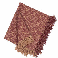 Barn Red Tan Marshfield Jacquard Afghan AF106017 - The Fox Decor