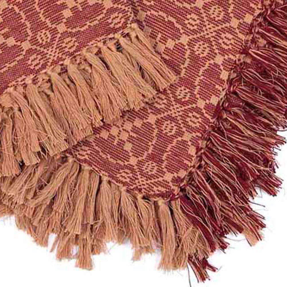 Barn Red Tan Marshfield Jacquard Afghan AF106017 - The Fox Decor