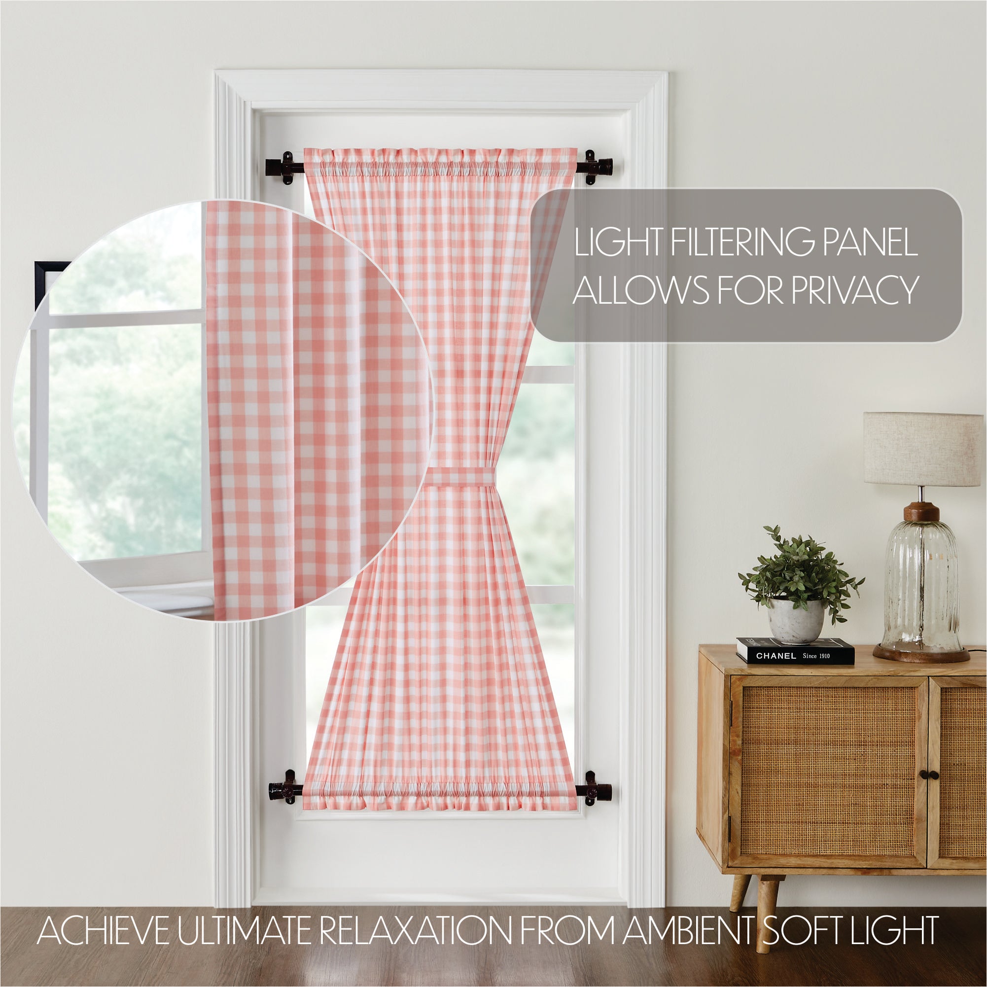 Annie Buffalo Coral Check Door Panel Curtain 72