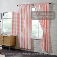 Annie Buffalo Coral Check Short Panel Curtain Set of 2 84