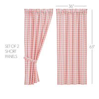 Annie Buffalo Coral Check Short Panel Curtain Set of 2 63