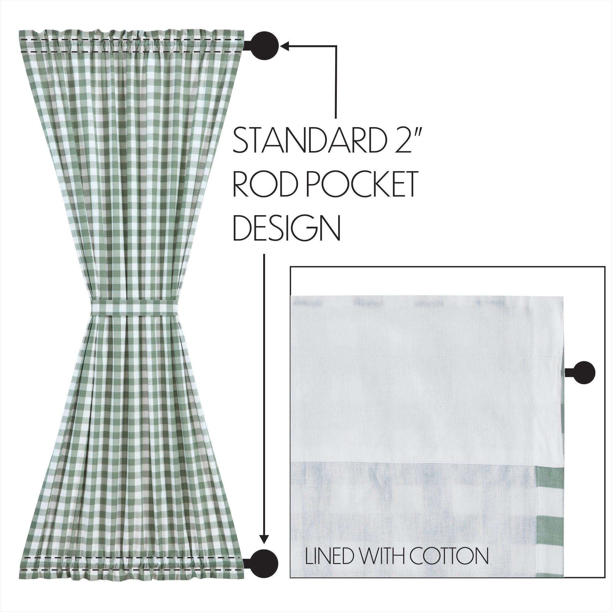 Annie Buffalo Green Check Door Panel Curtain 72