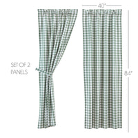 Annie Buffalo Green Check Short Panel Curtain Set of 2 84
