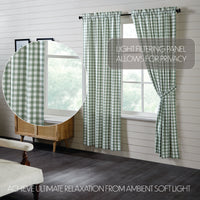 Annie Buffalo Green Check Short Panel Curtain Set of 2 84