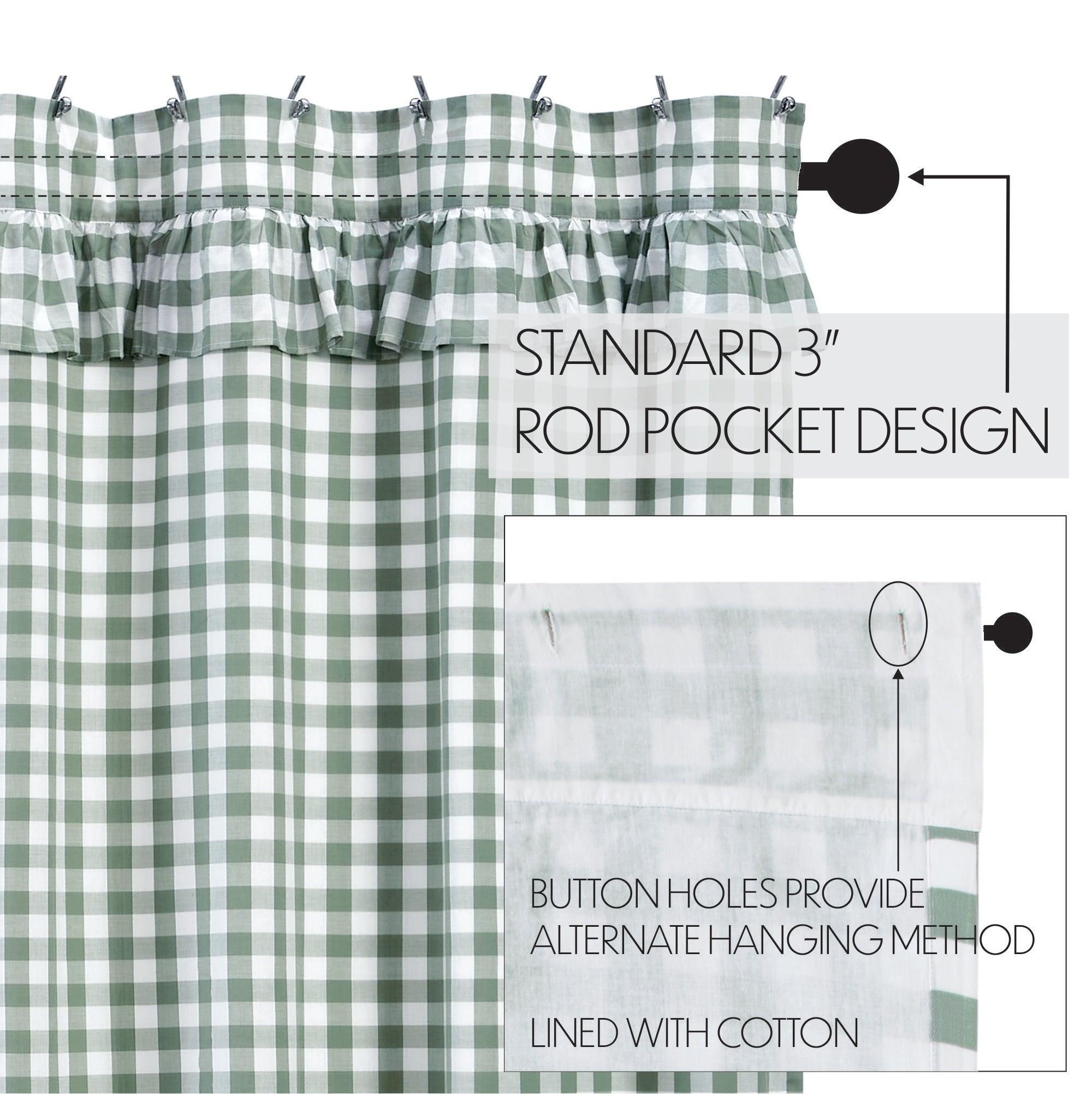 Annie Buffalo Green Check Ruffled Shower Curtain 72x72 VHC Brands - The Fox Decor