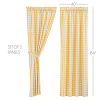 Annie Buffalo Yellow Check Short Panel Curtain Set of 2 84