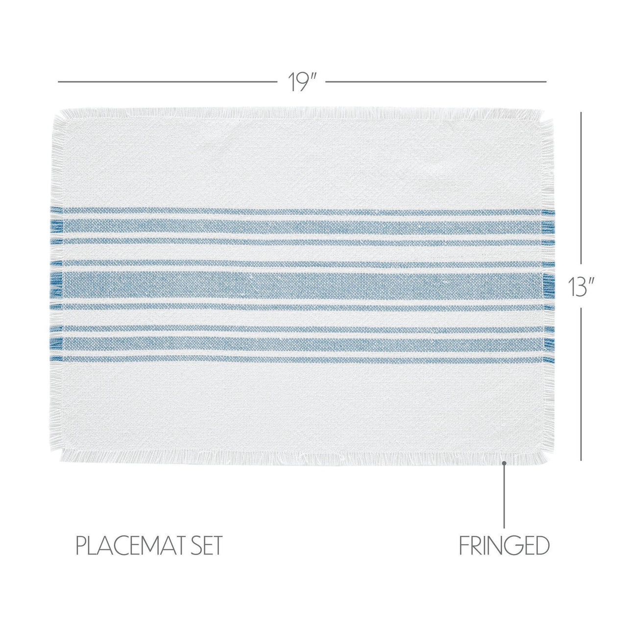 Antique White Stripe Blue Indoor/Outdoor Placemat Set of 6 13x19 VHC Brands - The Fox Decor