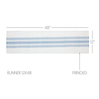 Antique White Stripe Blue Indoor/Outdoor Table Runner 12x48 VHC Brands - The Fox Decor