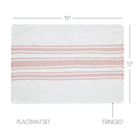 Antique White Stripe Coral Indoor/Outdoor Placemat Set of 6 13x19 VHC Brands - The Fox Decor