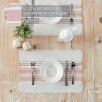 Antique White Stripe Coral Indoor/Outdoor Placemat Set of 6 13x19 VHC Brands - The Fox Decor