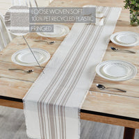 Antique White Stripe Dove Grey Indoor/Outdoor Table Runner 12x72 VHC Brands VHC Brands - The Fox Decor