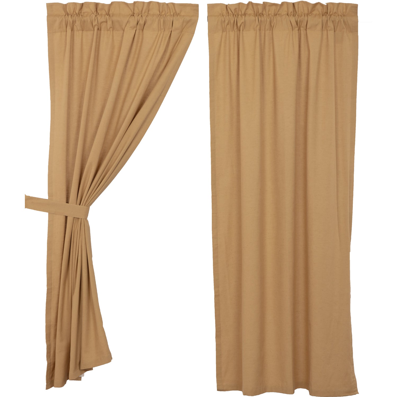 Simple Life Flax Khaki Short Panel Country Style Curtain Set of 2 63