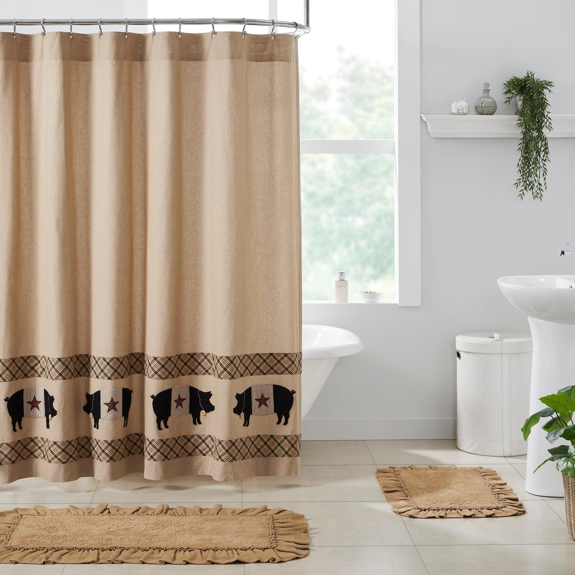 Cider Mill Primitive Pig Shower Curtain 72x72 VHC Brands - The Fox Decor