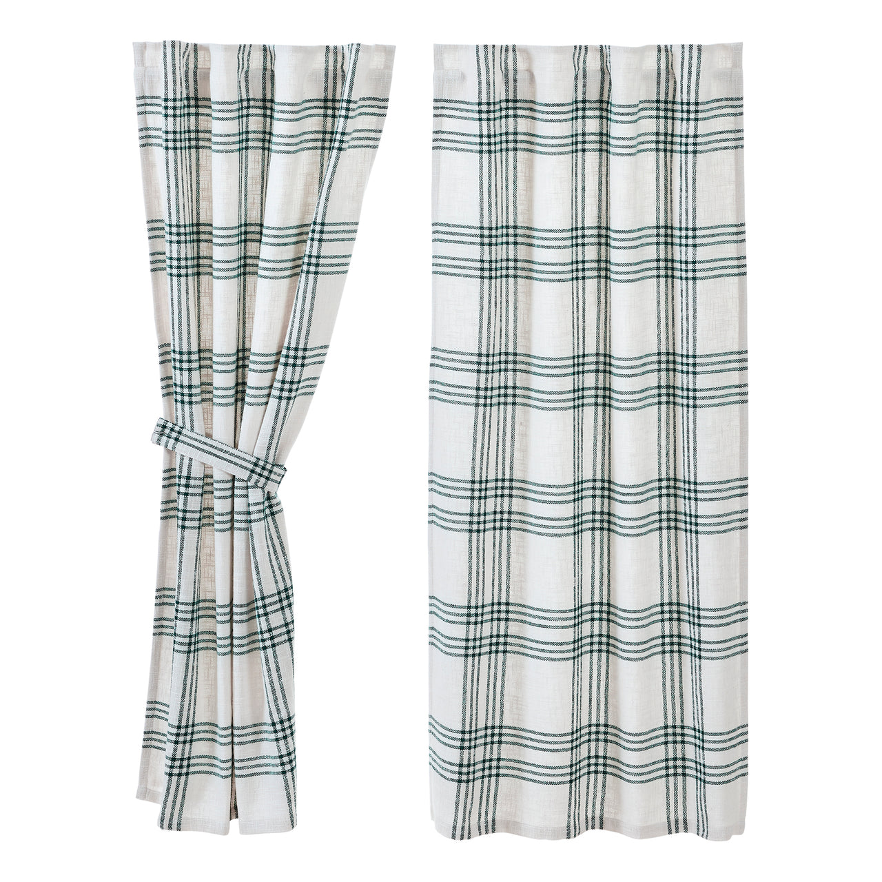 Pine Grove Plaid Short Panel Curtain Set of 2 63x36 VHC Brands - The Fox Decor