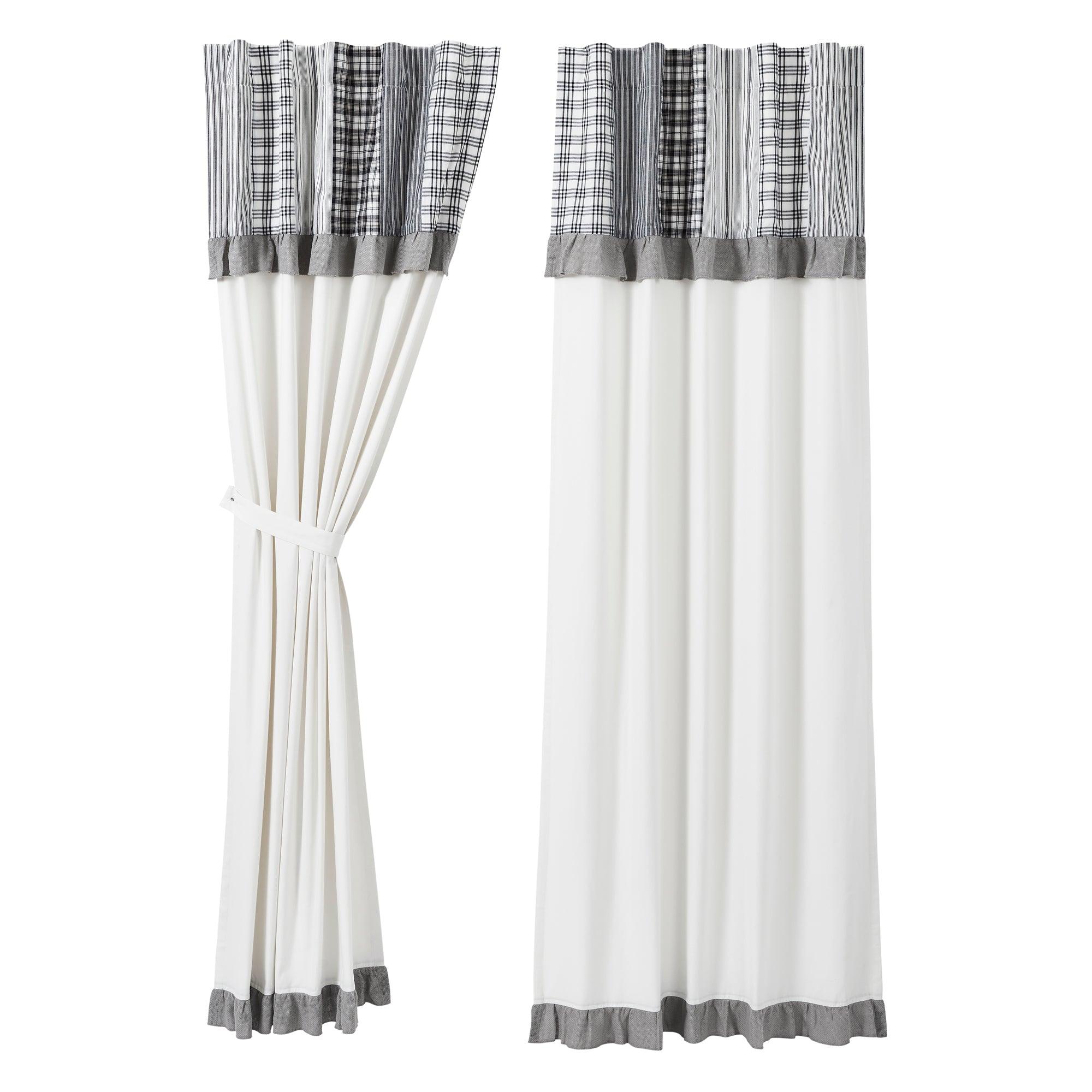 Sawyer Mill Black Panel with Attached Patchwork Valance Set of 2 84x40 VHC Brands - The Fox Decor