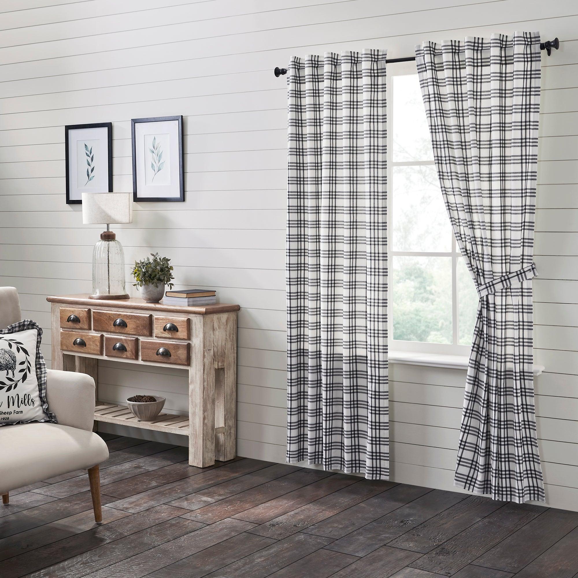 Sawyer Mill Black Plaid Panel Curtain Set of 2 84x40 VHC Brands - The Fox Decor
