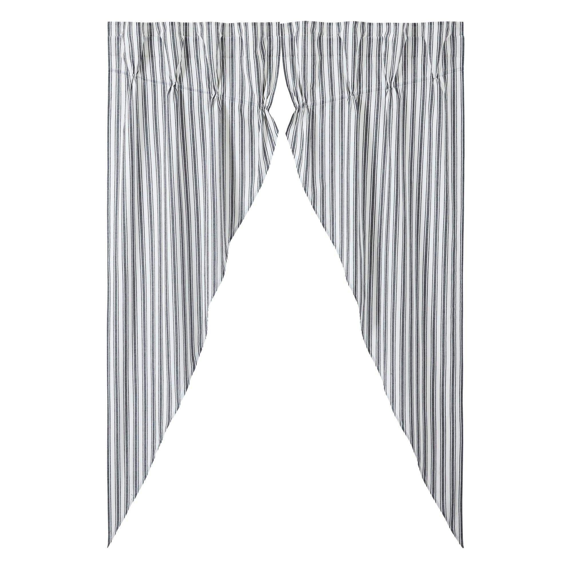 Sawyer Mill Black Ticking Stripe Prairie Long Panel Set of 2 84x36x18 VHC Brands - The Fox Decor