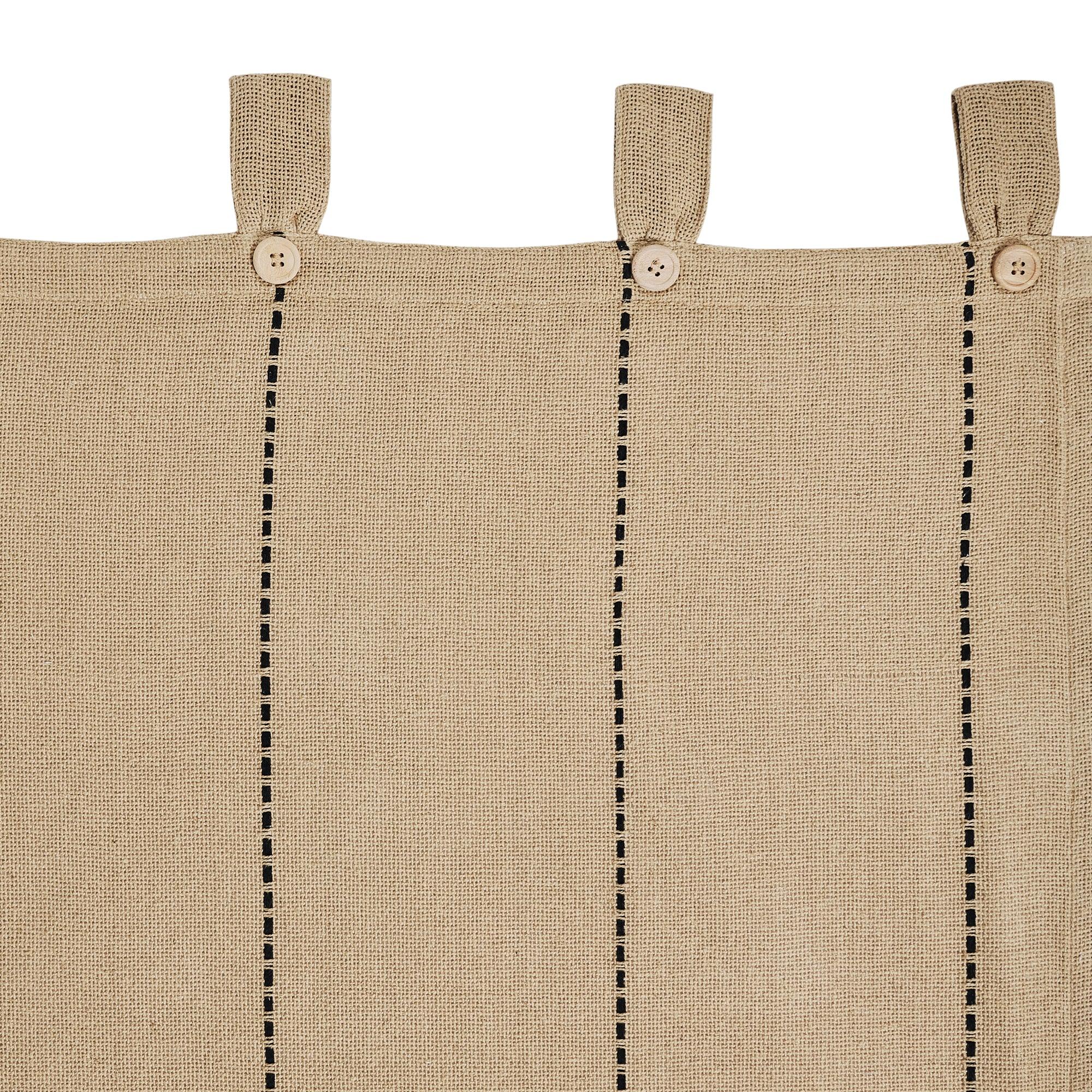 Stitched Burlap Natural Tier Curtain Set of 2 L24xW36 - The Fox Decor