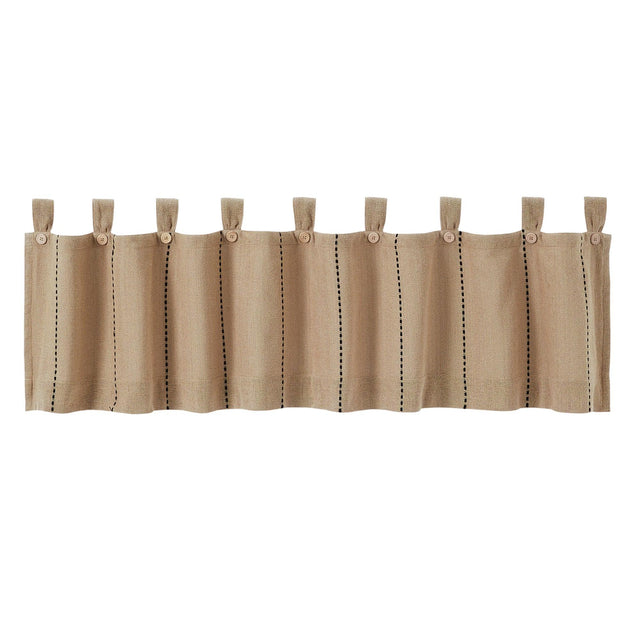 Stitched Burlap Natural Valance Curtain 16x72 VHC Brands - The Fox Decor