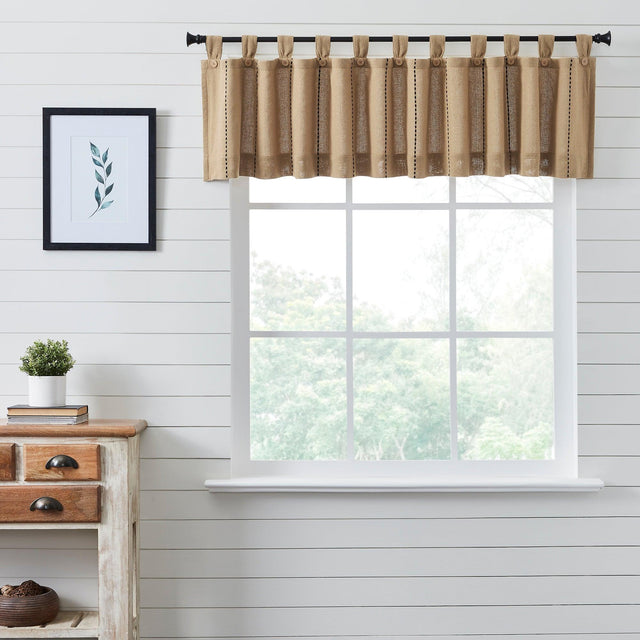 Stitched Burlap Natural Valance Curtain 16x90 VHC Brands - The Fox Decor