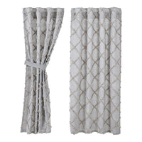 Frayed Lattice Creme & Black Short Panel Curtain Set of 2 63x36 VHC Brands - The Fox Decor