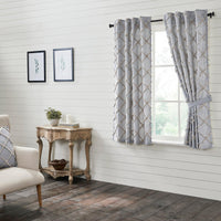 Frayed Lattice Creme & Black Short Panel Curtain Set of 2 63x36 VHC Brands - The Fox Decor