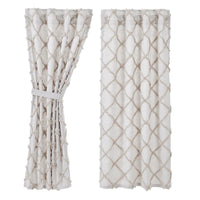 Frayed Lattice Oatmeal Short Panel Curtain Set of 2 63x36 VHC Brands - The Fox Decor