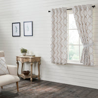 Frayed Lattice Oatmeal Short Panel Curtain Set of 2 63x36 VHC Brands - The Fox Decor