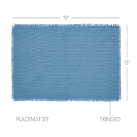 Burlap Blue Placemat Set of 6 Fringed 13